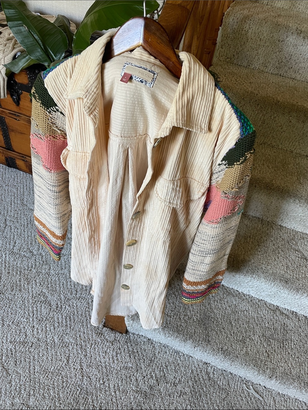 Pilcro Anthropologie Easy Going Cream Corduroy Jacket 100% cotton Small - Picture 4 of 12